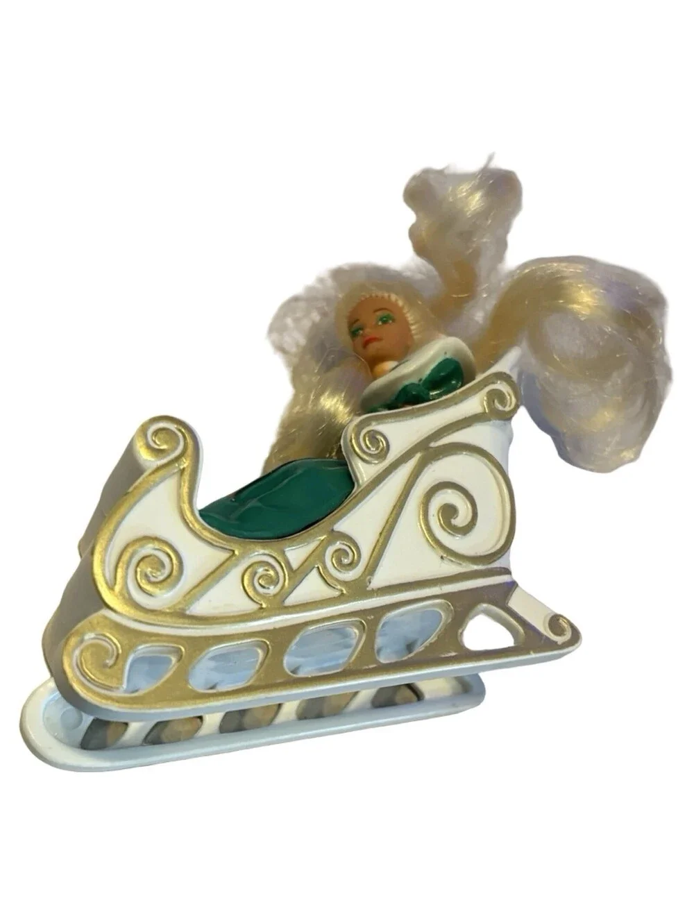 Vintage 1995 Mattel Holiday Blond Barbie #1 In Sleigh McDonalds Happy Meal Toy
